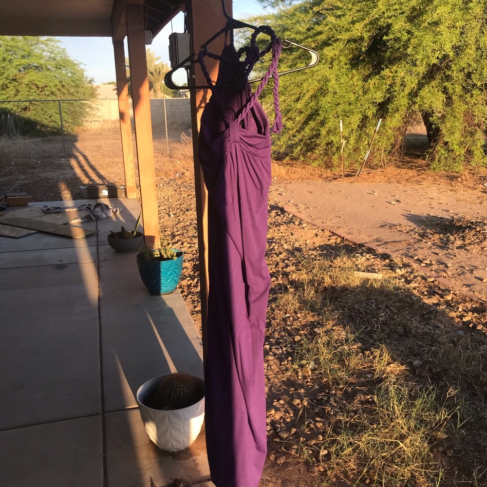 Sleeveless Purple Maxi Dress - Elegant Gathered Bodice